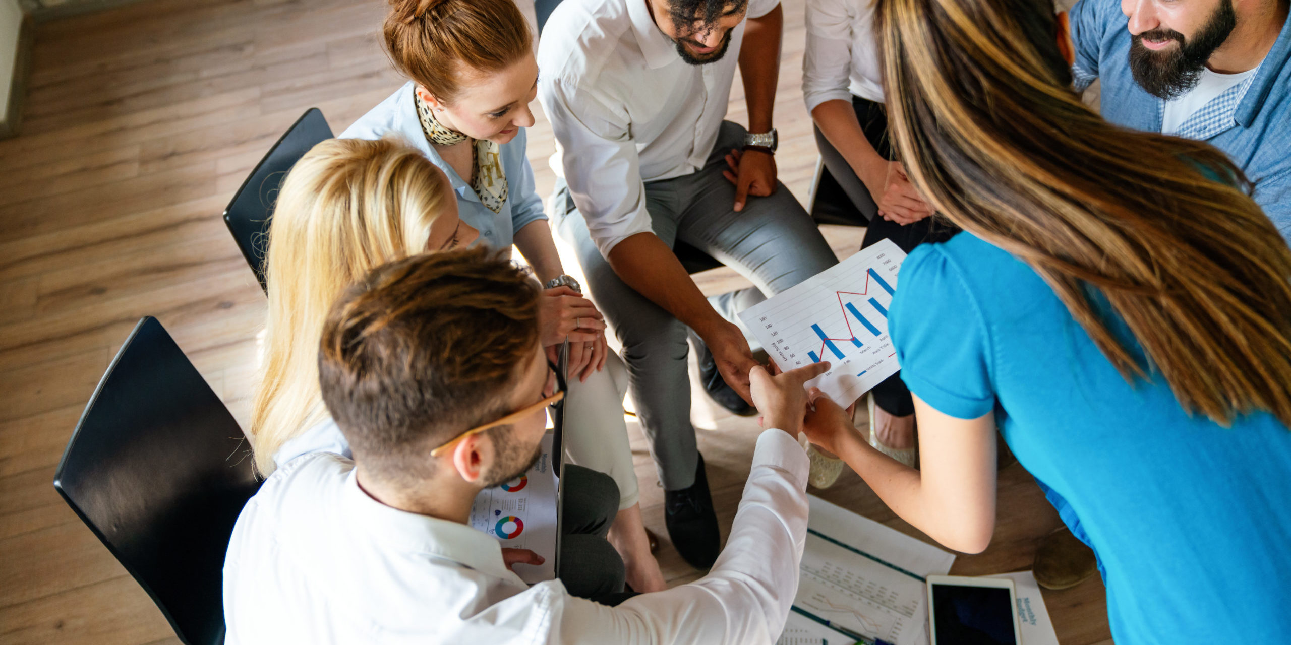 Creative managers crew, business people, designer working with new startup project in office.